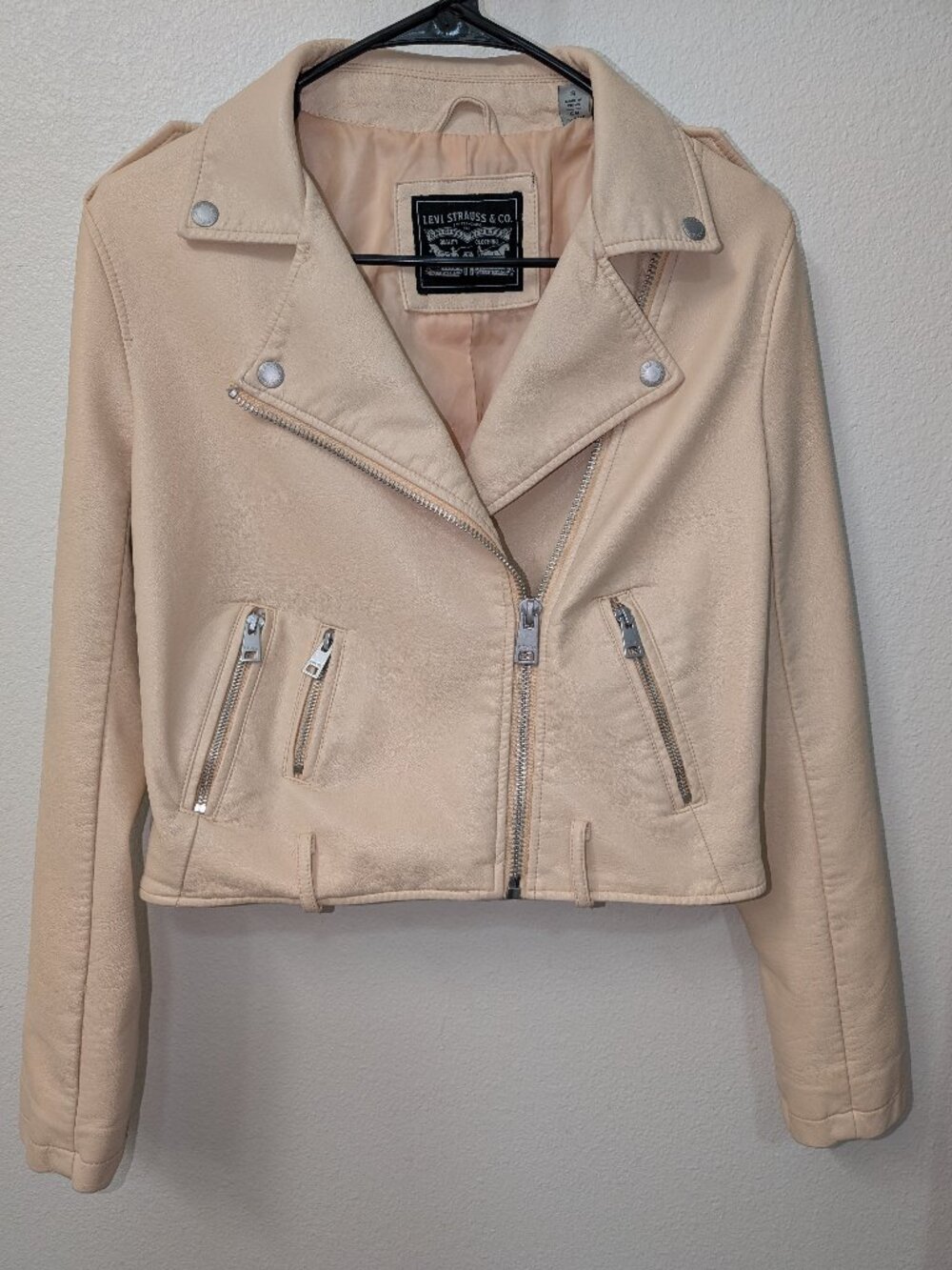 Levi Strauss Women's Cream Leather Biker Jacket